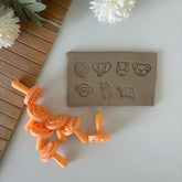 7-Piece Safari & Cute Animals Stamp Set with Handles - Mini Pottery Tools (2 cm / 0.8" Pattern)
