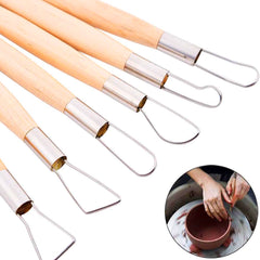6-Piece Wooden Clay Sculpting & Ribbon Tool Set – Trimming & Carving Kit