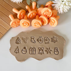 12-Piece Christmas Clay Stamp Set – Holiday Pottery & Craft Tools