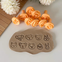 9-Piece Animal Stamp Set for Pottery, Clay & Baking - Wildlife & Pet Patterns
