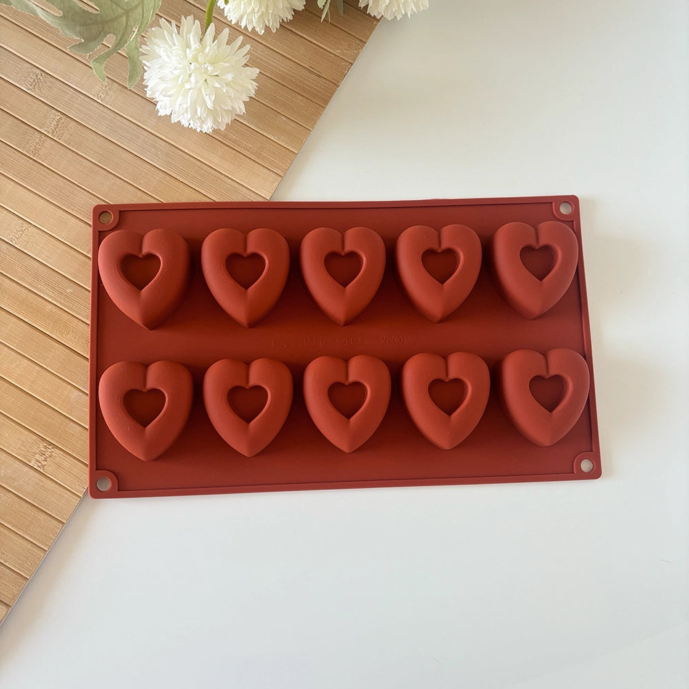 10-Piece Heart Silicone Chocolate Mold
