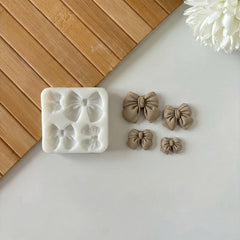 4-Cavity Mini Ribbon Bow Silicone Mold - Approx. 0.8" - 1.6" (2cm - 4cm)