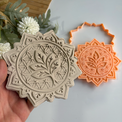 Mandala Lotus Tile Cutter & Stamp Set – 15 cm (5.9")