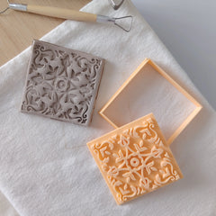 Traditional Pattern Ceramic Tile Cutter and Imprint Stamp Set (8 cm)