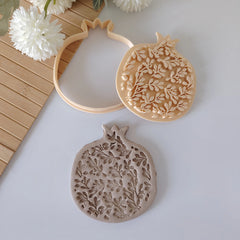 Leafy Pomegranate Clay Stamp & Cutter Set (Available in 8cm & 12cm)