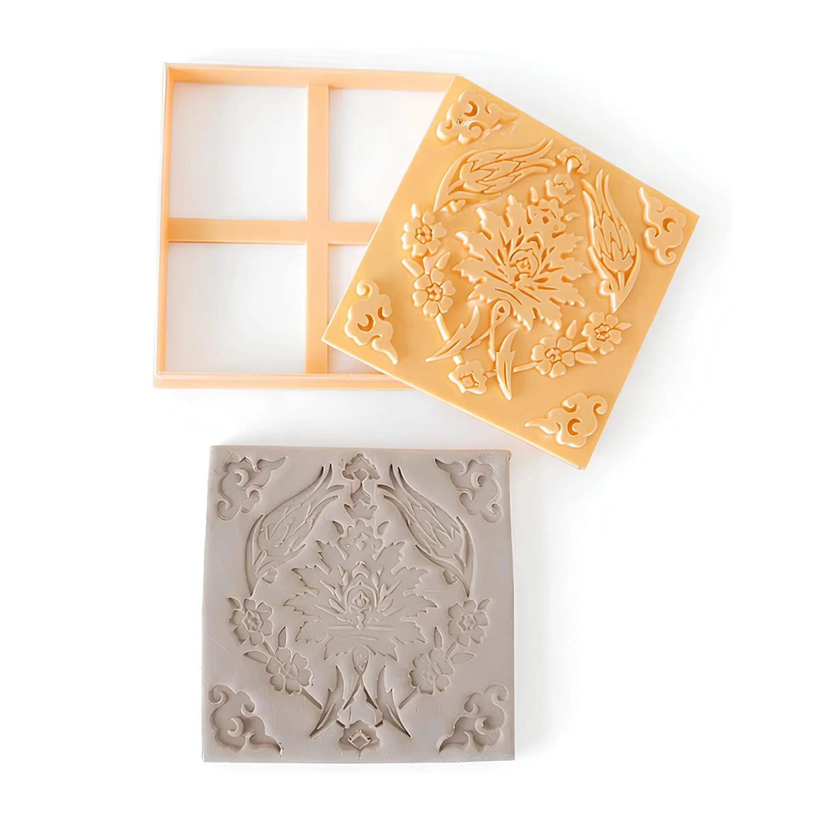 Large Ottoman Tulip Motif Ceramic Stamp & Cutter Set - 14 cm