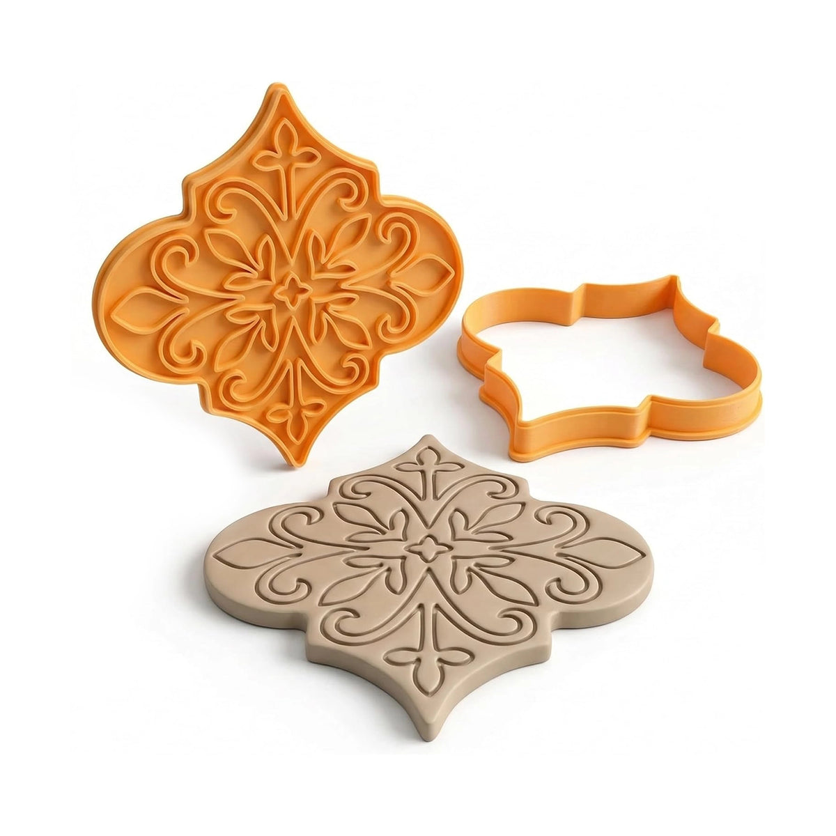 Baroque Pattern Ceramic Tile Cutter & Stamp Set - Large 17 cm (6.7") for Pottery