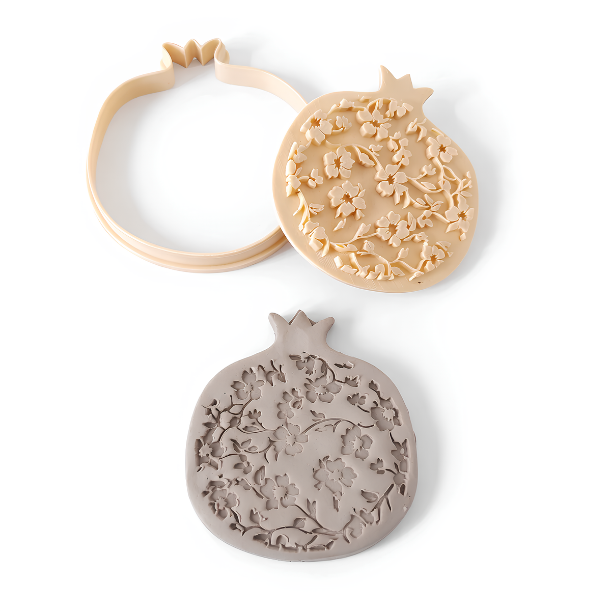 Floral Blossom Pomegranate Clay Stamp & Cutter Set (Available in 8cm & 12cm)