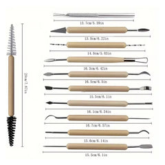 11-Piece Ceramic Detail & Sculpting Set – Carving, Texturing & Cleaning Tools