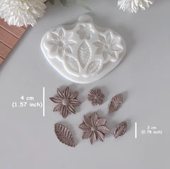 6-Piece Botanical Flower & Leaf Set Silicone Mold Set
