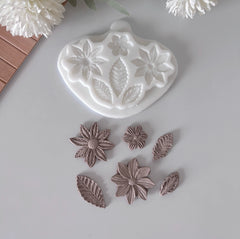 6-Piece Botanical Flower & Leaf Set Silicone Mold Set