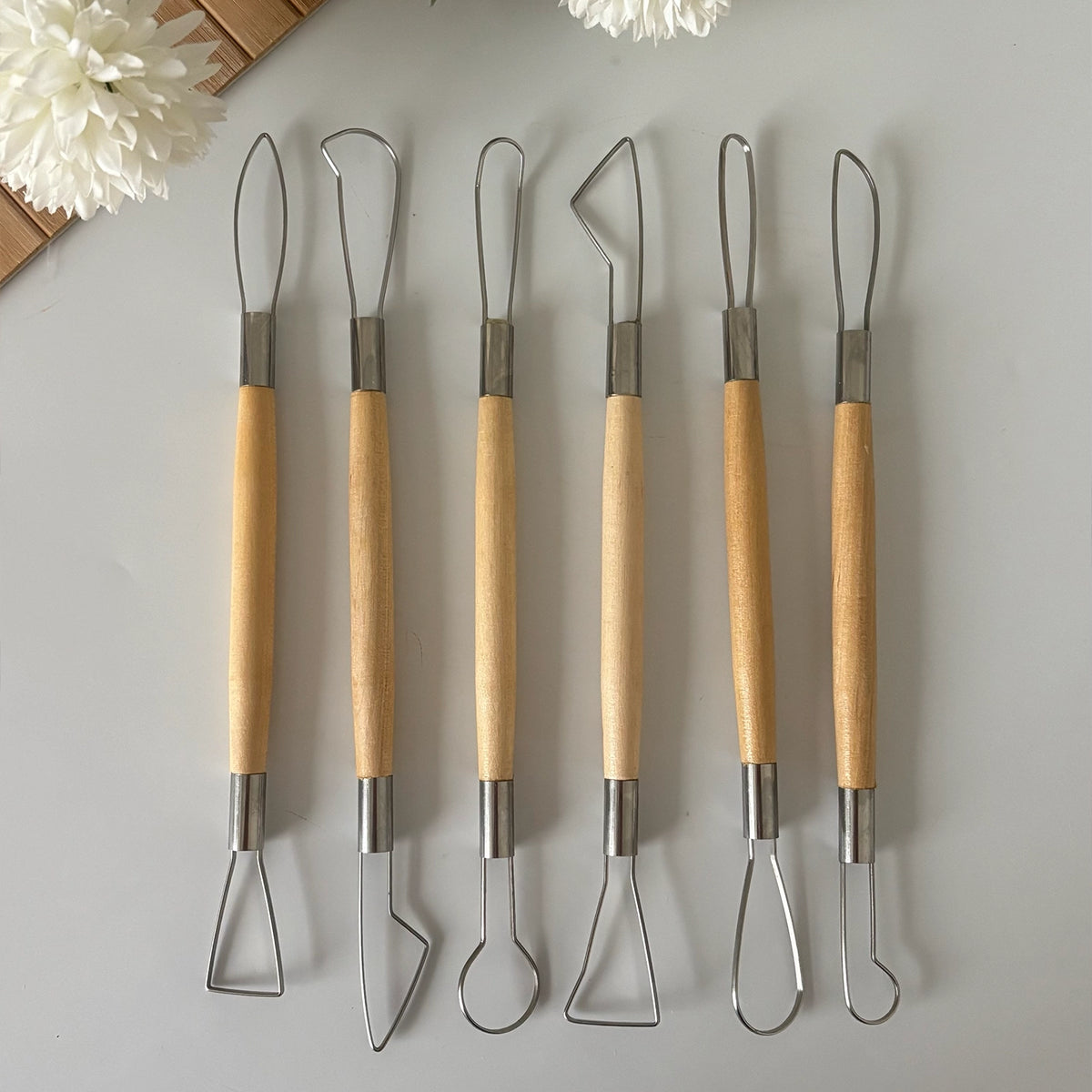 6-Piece Wooden Clay Sculpting & Ribbon Tool Set – Trimming & Carving Kit