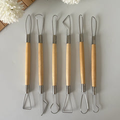 6-Piece Wooden Clay Sculpting & Ribbon Tool Set – Trimming & Carving Kit