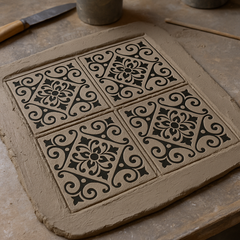 Ottoman Motif Ceramic Tile Stamp & Cutter – 20×20 cm
