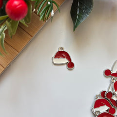 Silver Santa Hat Enamel Craft Charm