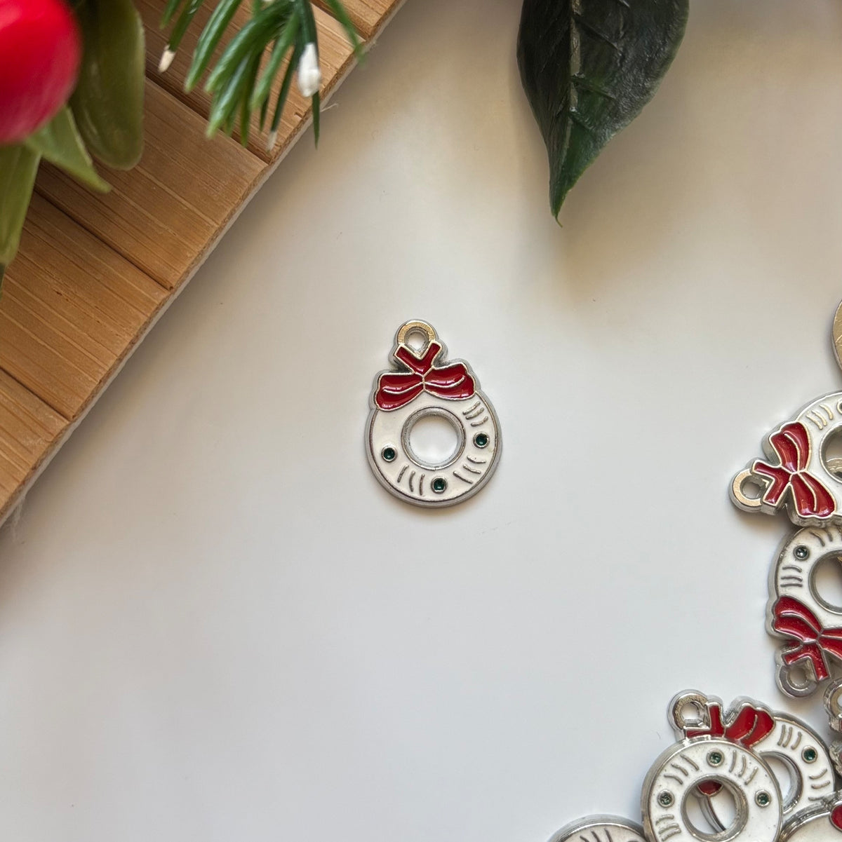 Winter Wreath Enamel Craft Charm
