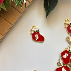 Letter B Christmas Stocking Enamel Craft Charm
