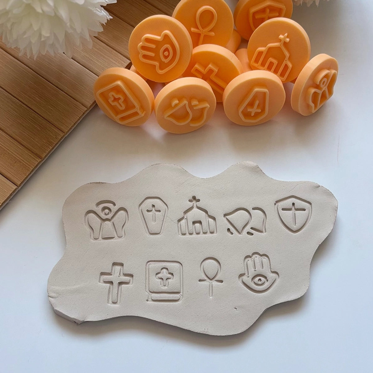 9-Piece Christian Stamp Set – For Pottery, Clay & Baking