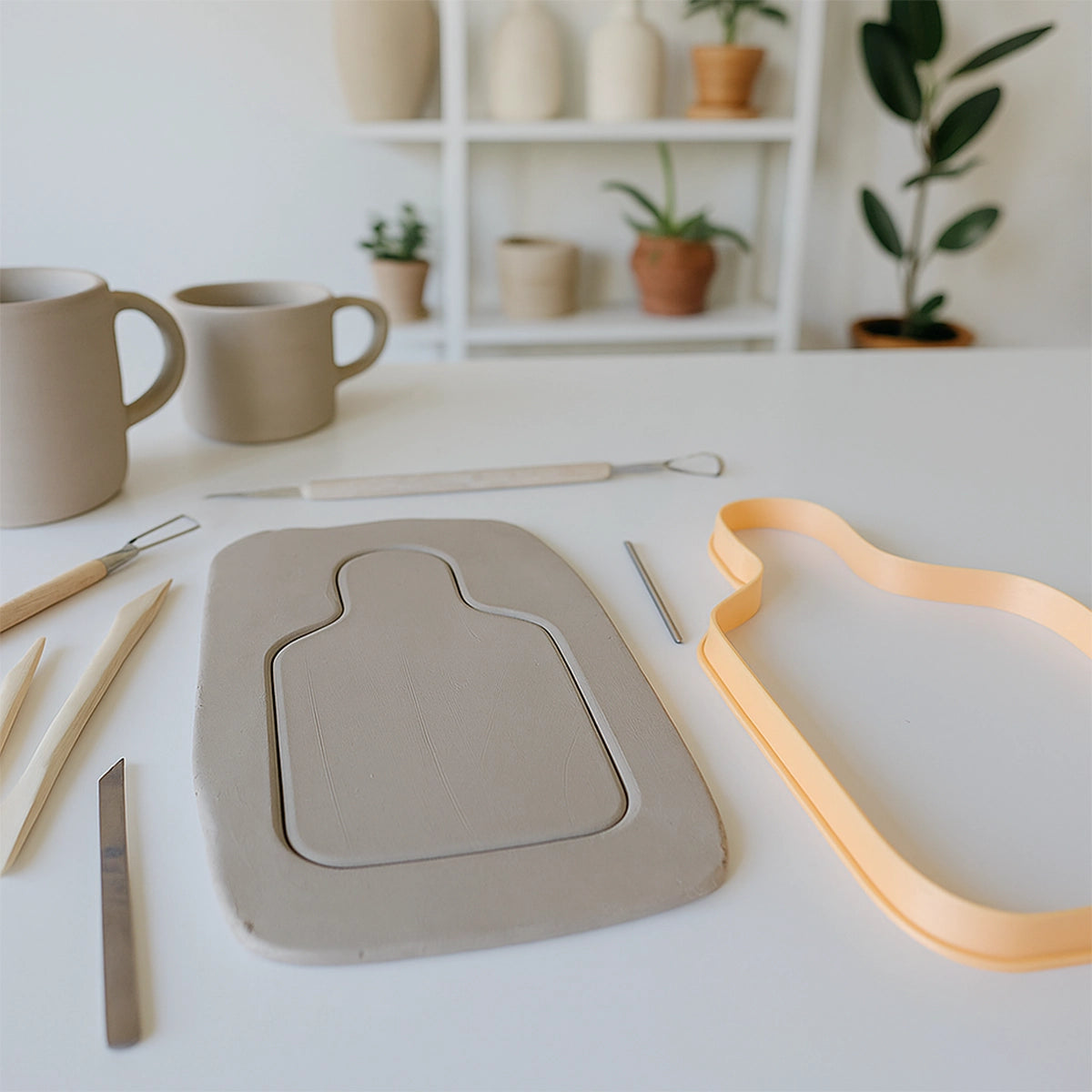 In Oval Form Handle Clay Cutting Board Template – 11.4” Ceramic Slab Cutter