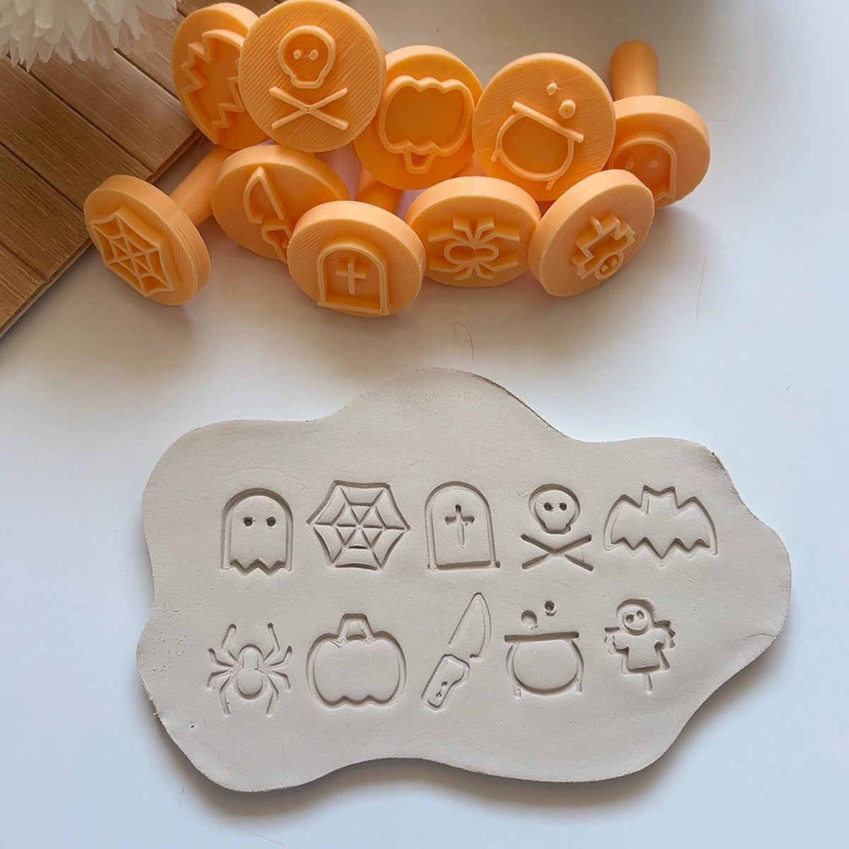 10-Piece Halloween Stamp Set – For Pottery, Clay & Baking