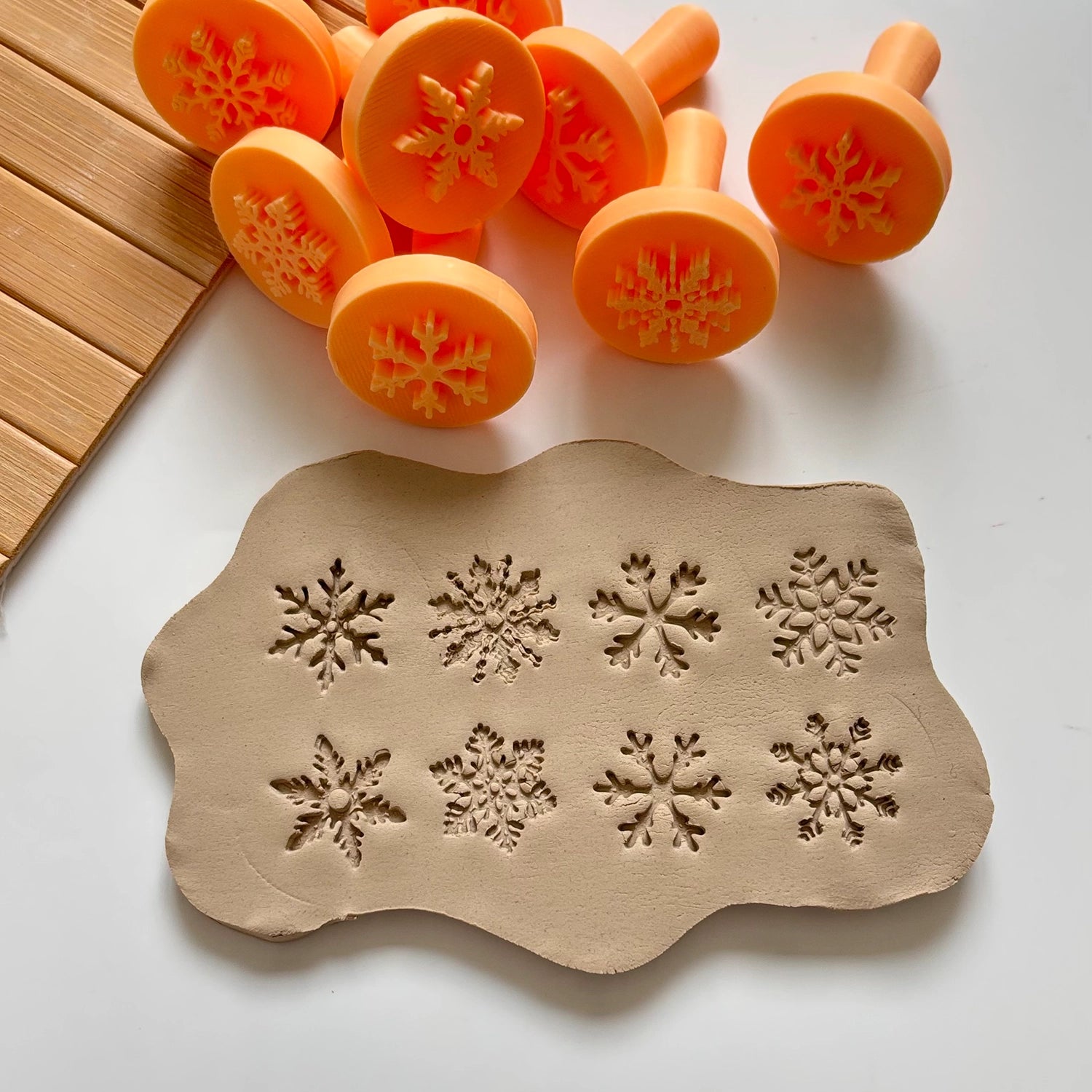 8-Piece Snowflake Stamp Set – For Pottery, Clay & Baking