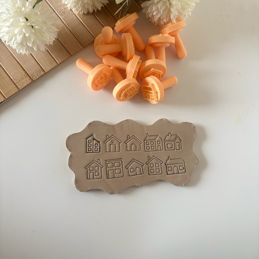 Ensemble de 10 mini-tampons maison pour pâte polymère et céramique