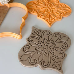 Baroque Pattern Ceramic Tile Cutter & Stamp Set - Large 17 cm (6.7") for Pottery