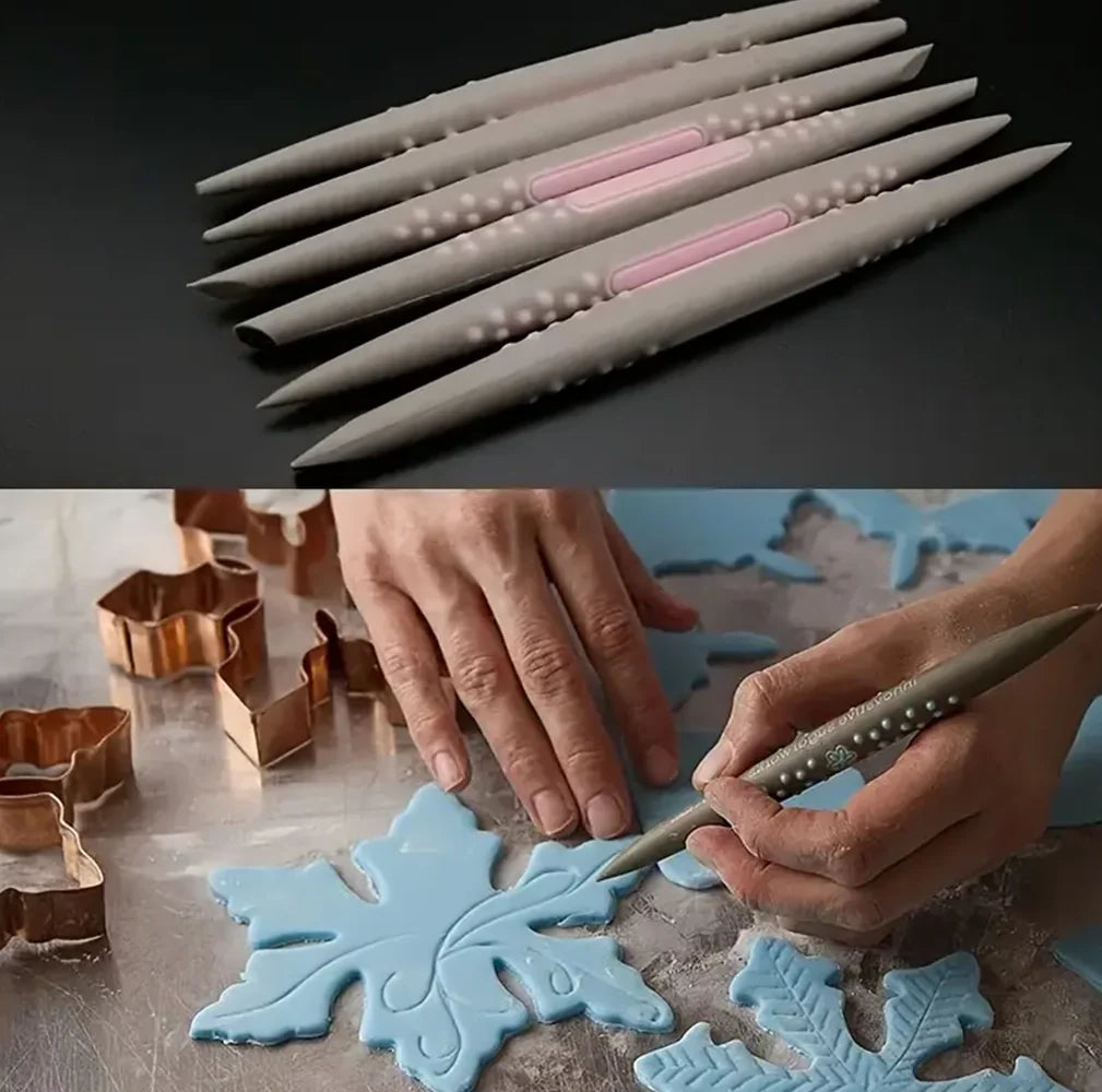 6-Piece Silicone Tip Modeling Tool Set – 16.5 cm Sculpting Pens