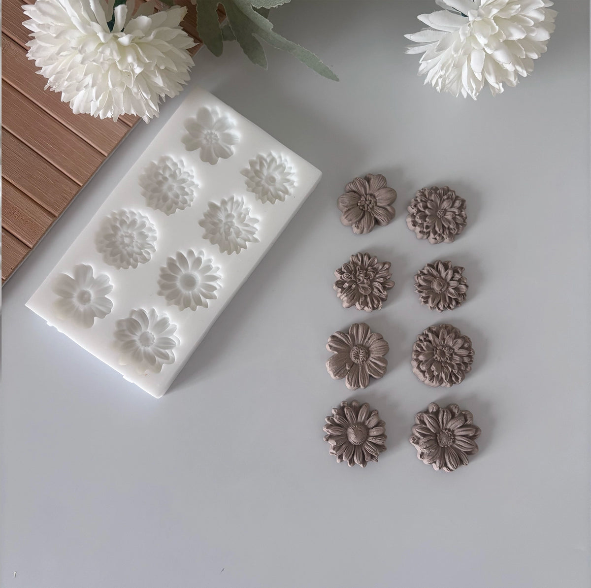 Mini Dahlia & Chrysanthemum Flower Set Silicone Mold –  1" (2.5 cm)
