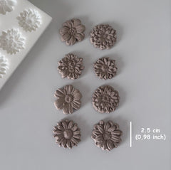 Mini Dahlia & Chrysanthemum Flower Set Silicone Mold –  1" (2.5 cm)