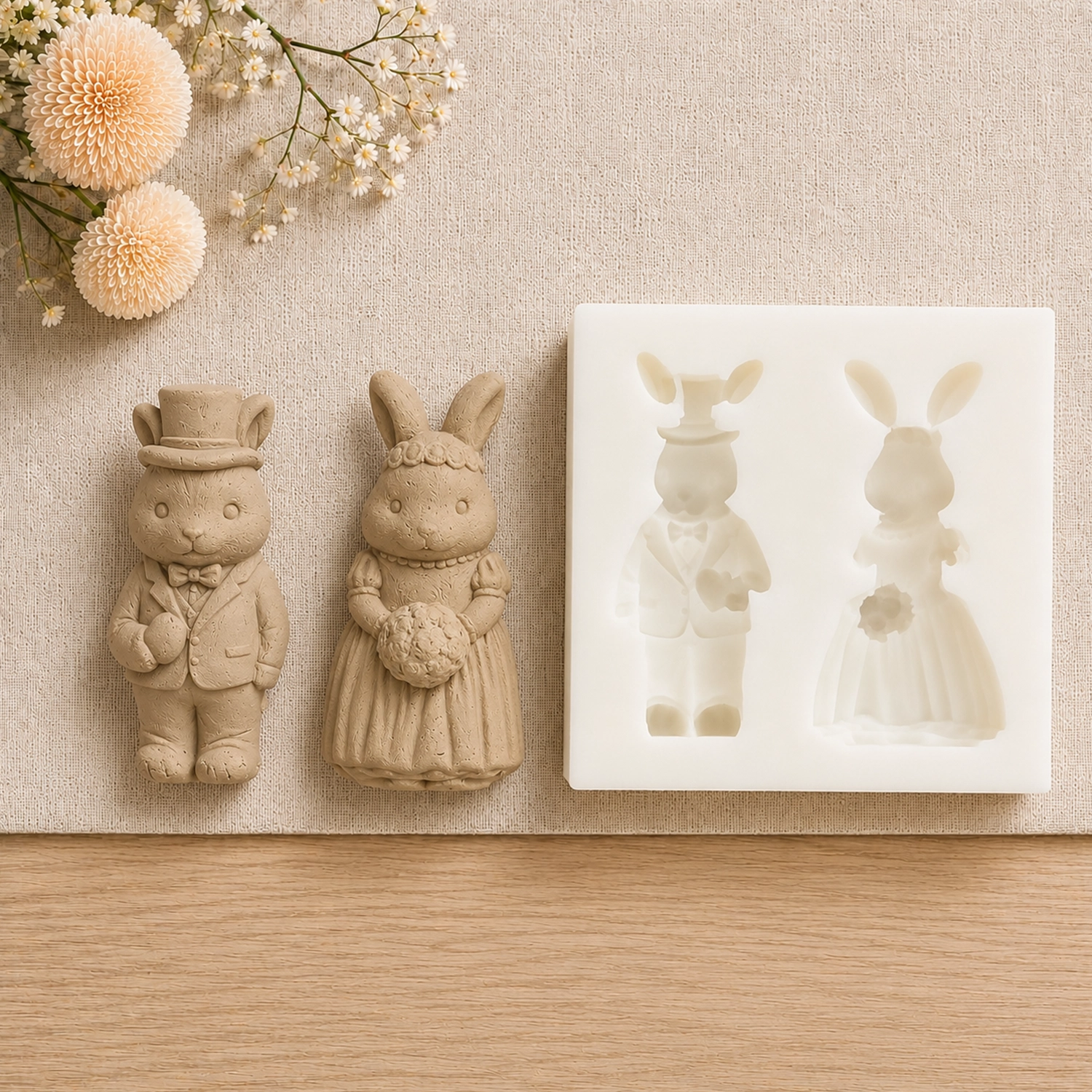 Bunny Bride and Groom Silicone Mold